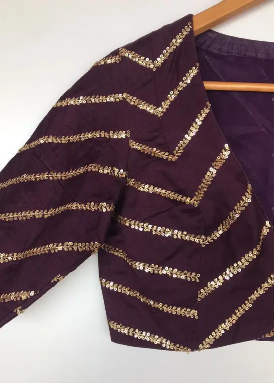 Dark Purple Raw Silk Blouse