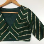 Bottle Green Raw Silk Blouse - Image 4