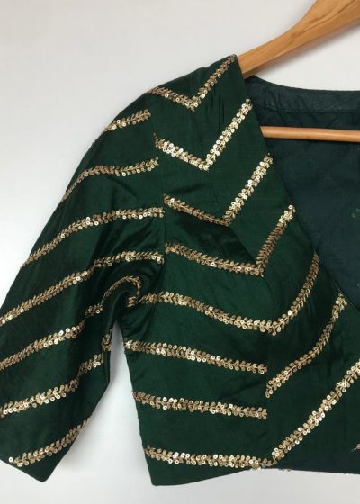 Bottle Green Raw Silk Blouse