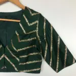 Bottle Green Raw Silk Blouse - Image 8