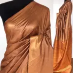 Beige Handloom Tussar Ghicha Silk Saree - Image 2
