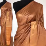 Beige Handloom Tussar Ghicha Silk Saree
