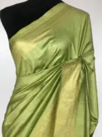 Green Handloom Tussar Ghicha Silk Saree - Image 3