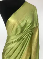 Green Handloom Tussar Ghicha Silk Saree - Image 5