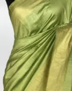 Green Handloom Tussar Ghicha Silk Saree - Image 7