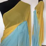 Yellow Pink Dual Shaded Georgette Saree - Image 2