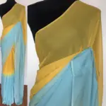 Yellow Pink Dual Shaded Georgette Saree