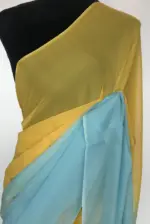 Yellow Pink Dual Shaded Georgette Saree - Image 3