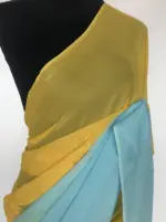 Yellow Pink Dual Shaded Georgette Saree - Image 4