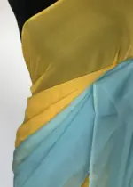 Yellow Pink Dual Shaded Georgette Saree - Image 5