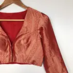 Red Banarasi Brocade Silk Blouse - Image 4