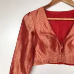 Red Banarasi Brocade Silk Blouse - Image 5