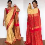 Beige Muga Silk Saree with Antique Gold Zari and Patola Weaves - Image 2