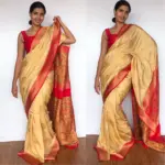Beige Muga Silk Saree with Antique Gold Zari and Patola Weaves - Image 4