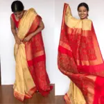 Beige Muga Silk Saree with Antique Gold Zari and Patola Weaves - Image 6