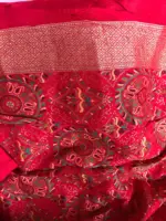 Beige Muga Silk Saree with Antique Gold Zari and Patola Weaves - Image 11
