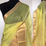 Yellow Mangalagiri Cotton Silk Saree with Kanchi Silk Border - Image 2