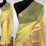 Yellow Mangalagiri Cotton Silk Saree with Kanchi Silk Border