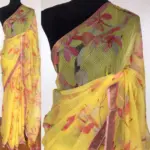 Yellow Kota Cotton Saree with Digital Prints