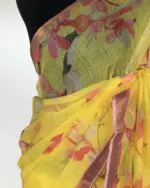 Yellow Kota Cotton Saree with Digital Prints - Image 4