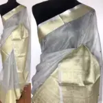 Silver Kota Silk Saree with Mirror Work
