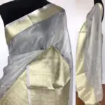 Silver Kota Silk Saree with Mirror Work - Image 2