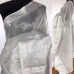 Silver Kota Silk Saree with Mirror Work - Image 2