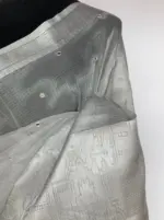Silver Kota Silk Saree with Mirror Work - Image 5