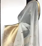 Silver Kota Silk Saree with Mirror Work - Image 6