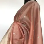 Peach Kota Silk Saree with Mirror Work - Image 7