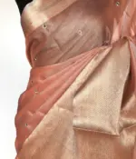 Peach Kota Silk Saree with Mirror Work - Image 5