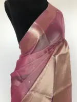 Pink Kota Silk Saree with Mirror Work - Image 4