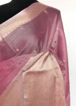 Pink Kota Silk Saree with Mirror Work - Image 6