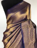 Blue Banarasi Silk Saree with Gold Zari Weaves - Image 4