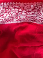 Scarlet Red Banarasi Khaddi Georgette Saree - Image 5
