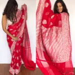 Scarlet Red Banarasi Khaddi Georgette Saree - Image 2