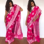 Hot Pink Banarasi Khaddi Georgette Saree - Image 3