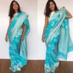 Pure Blue Banarasi Khaddi Georgette Saree - Image 4