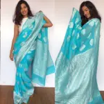Pure Blue Banarasi Khaddi Georgette Saree - Image 2
