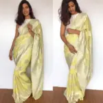 Pastel Yellow Banarasi Khaddi Georgette Saree - Image 4