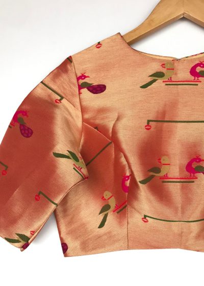 New Gold Banarasi Silk Paithani Blouse