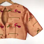 Gold Banarasi Silk Paithani Blouse - Image 7