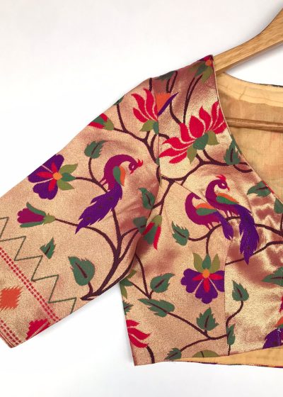 Gold Banarasi Silk Paithani Blouse