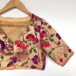 Gold Banarasi Silk Paithani Blouse - Image 2