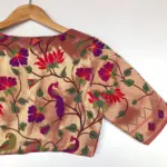 Gold Banarasi Silk Paithani Blouse - Image 4