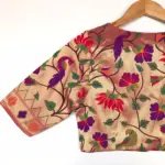 Gold Banarasi Silk Paithani Blouse - Image 5