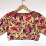 Gold Banarasi Silk Paithani Blouse - Image 6