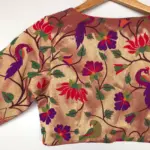 Gold Banarasi Silk Paithani Blouse - Image 7