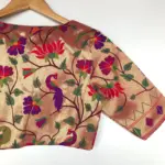 Gold Banarasi Silk Paithani Blouse - Image 8