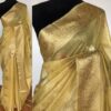Green Tissue Silk Saree with Gold and Silver Zari Buttas